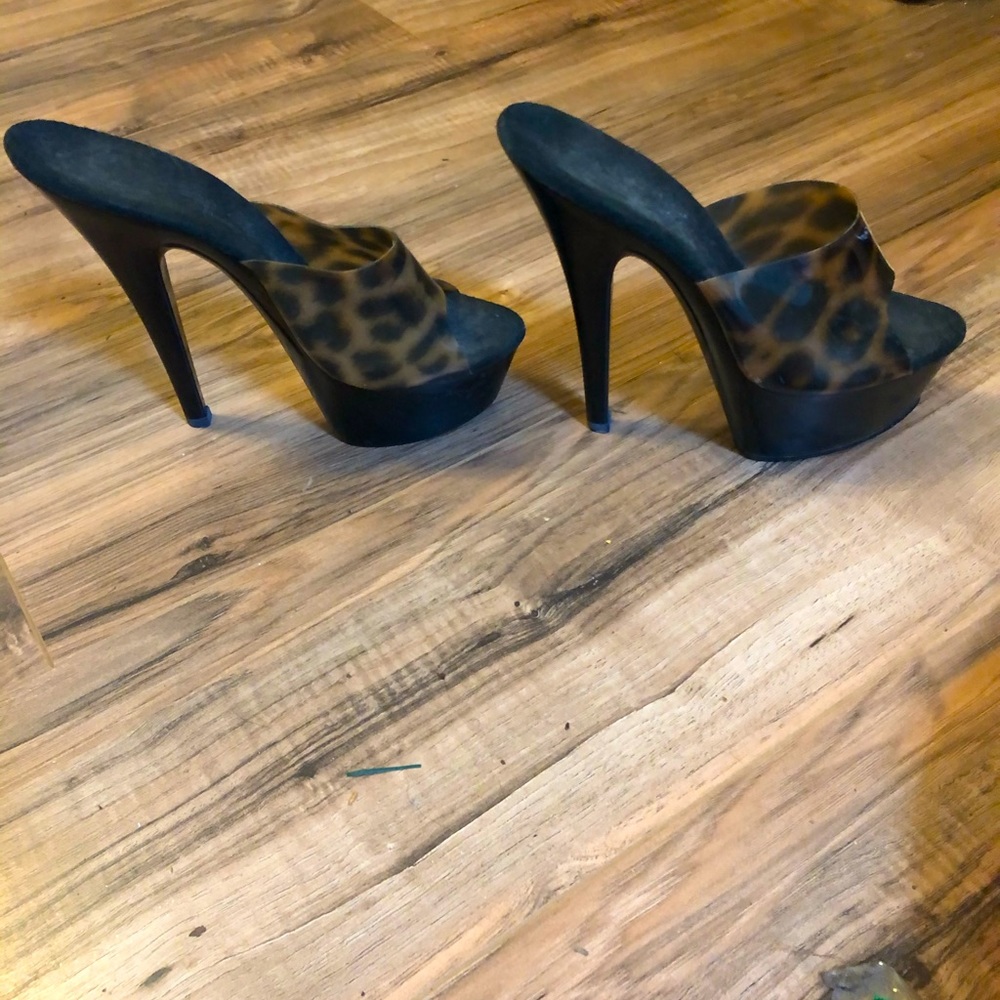 Sunset Strip leopard platform heel mules 7